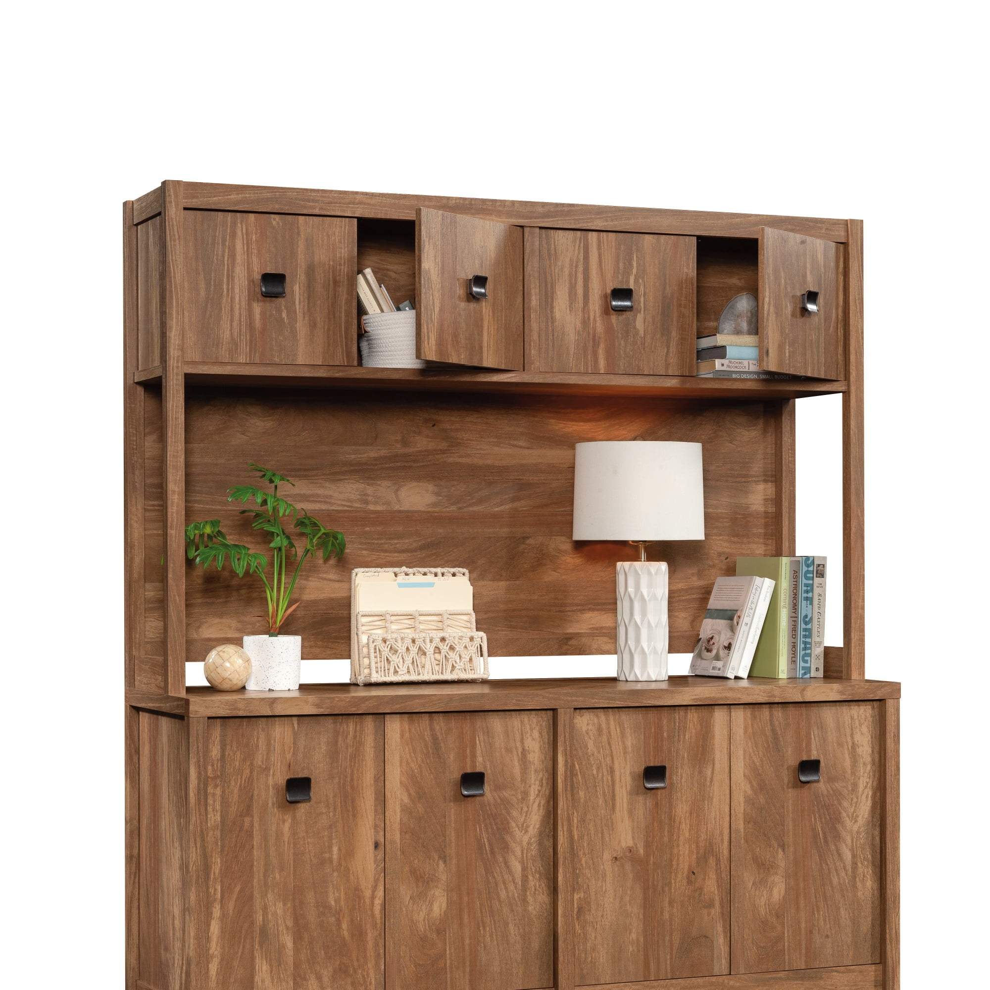 Sauder Cannery Bridge Engineered Wood Hutch in Sindoori Mango/Brown