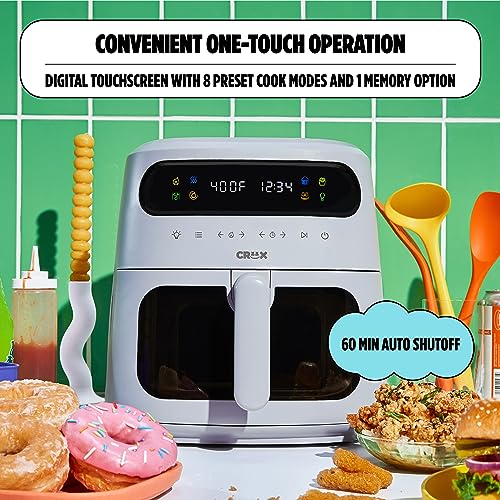 CRUX x Marshmello 8.0 QT Digital Air Fryer with TurboCrisp Technology, Touch Screen Temperature Control, Timer and Auto Shut-off, Fully Programmable, Silicone Liner Included, Lavender