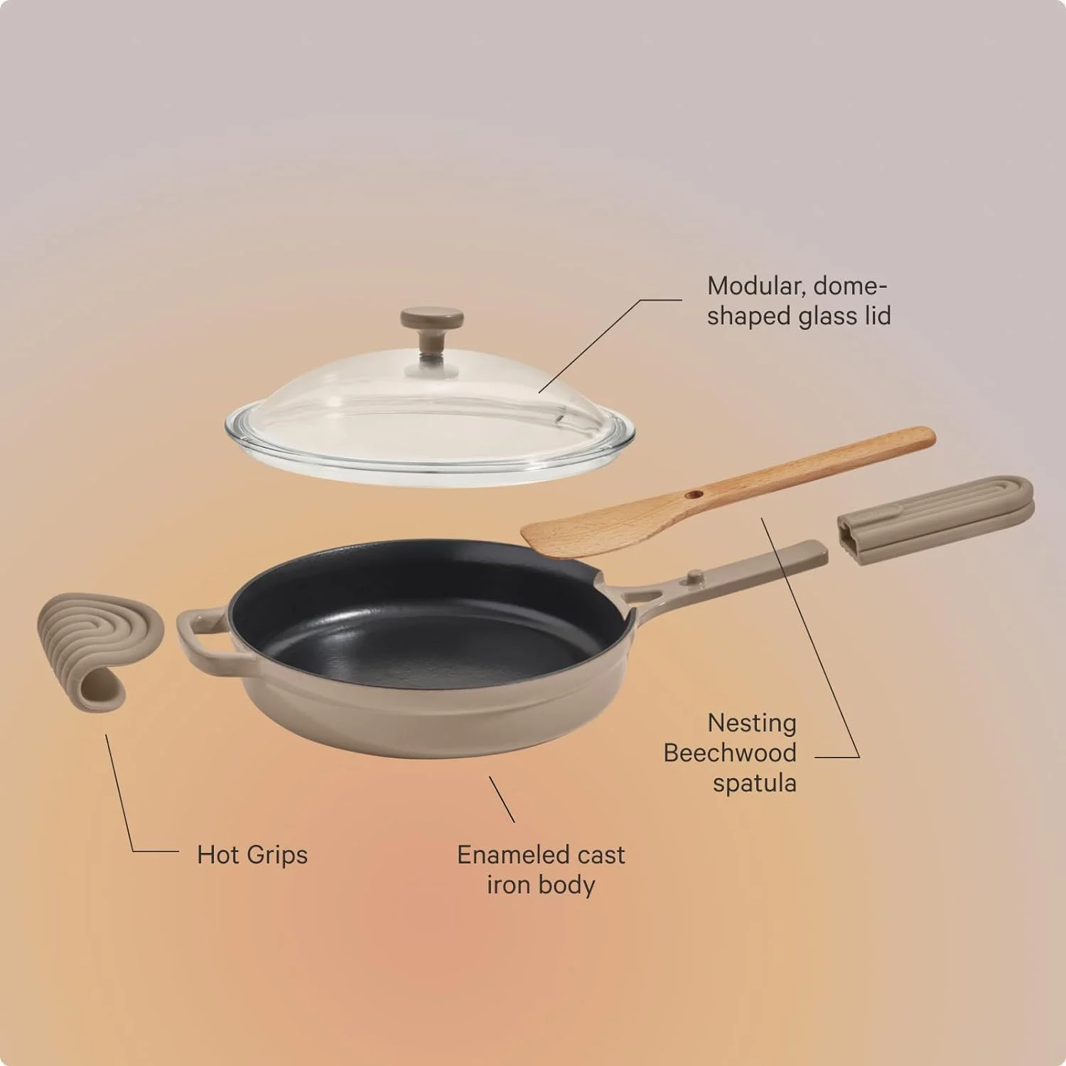 Cas Iron Always Pan | Premium Enameled, oxin- Surface | 10-Inch 8-In-1 Mulifuncional Cookware Sysem | Lid, Handle Covers | Heavy Duy Skille | Oven & High Hea Safe | Char