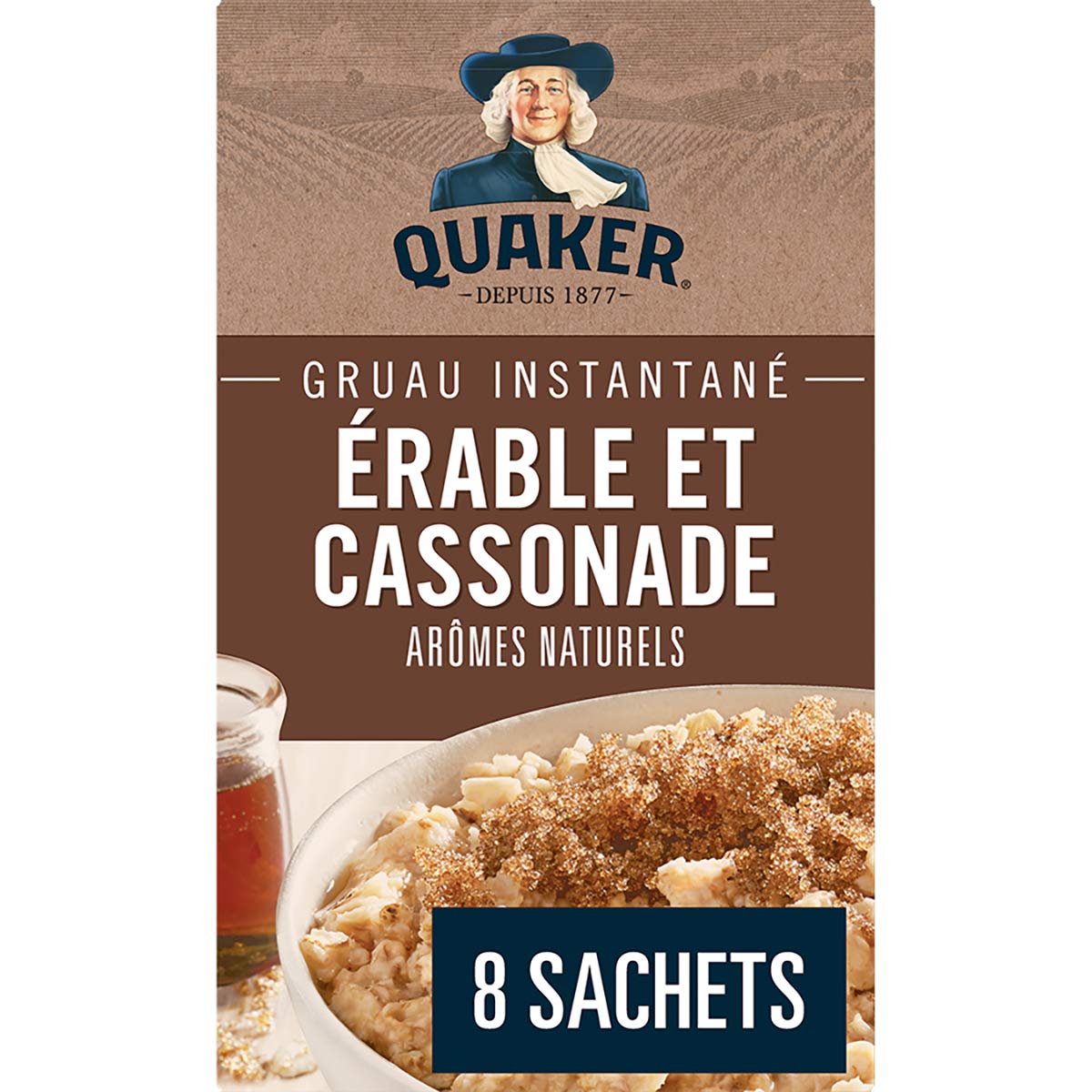 Quaker Instant Oats Maple and Brown Sugar Oatmeal, 8ct, 344g/12.1oz., Imported from Canada)