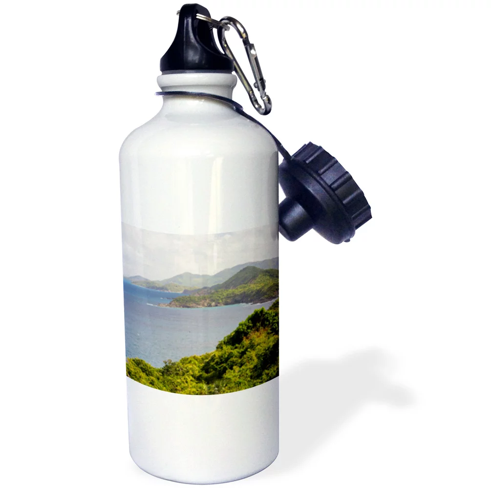 3dRose US Virgin Island, St Thomas. North shore St Thomas vista - Water Bottle, 21-ounce