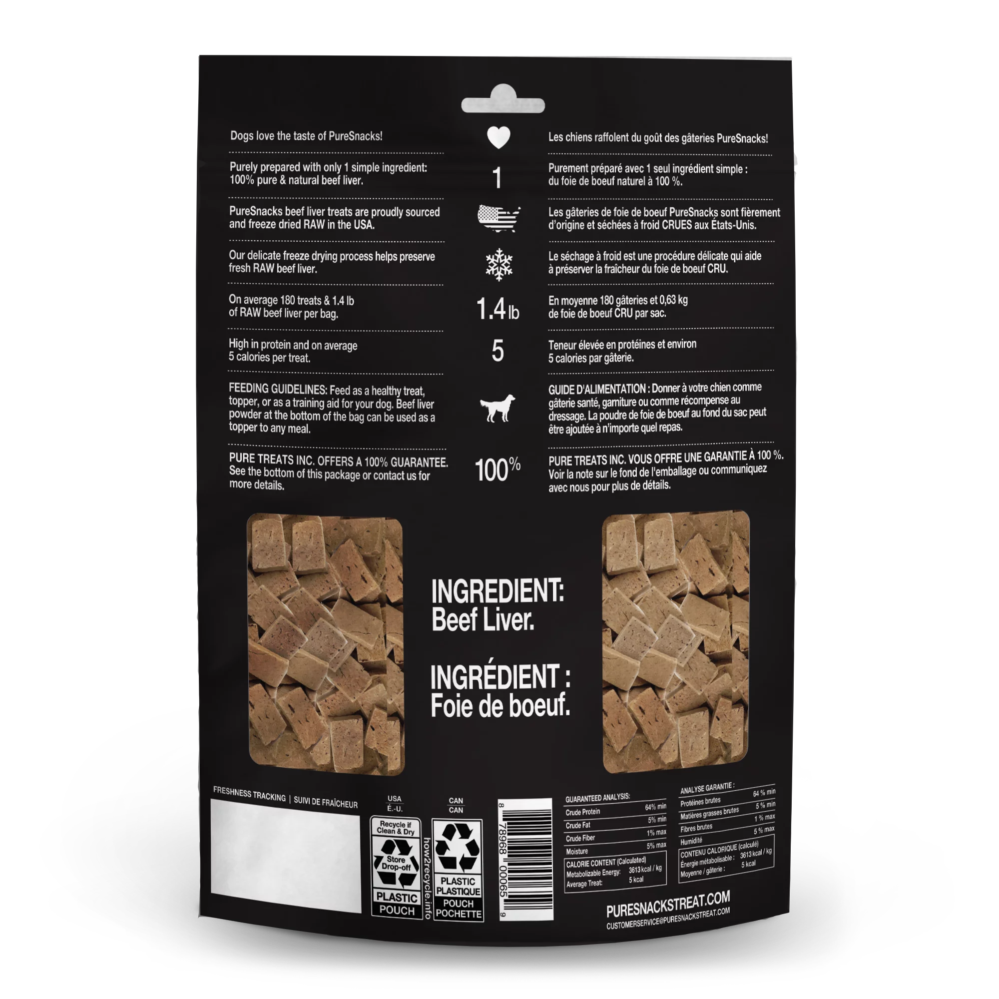 PureSnacks Beef Liver Freeze Dried Dog Treats, 6.98 oz.