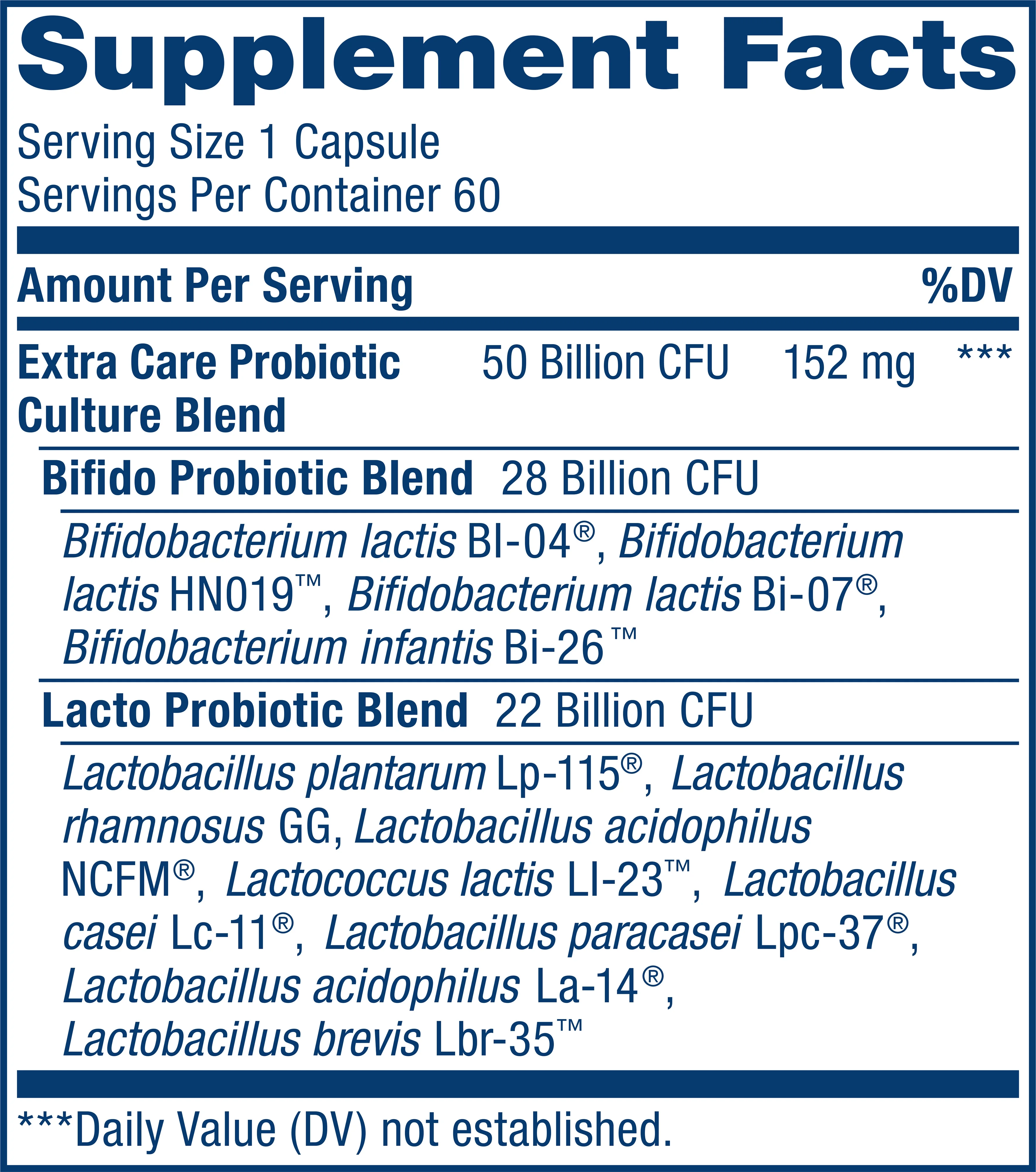 Renew Life Extra Care Digestive Probiotic Supplement, 60 Vegetarian Probiotic Capsules, 50 Billion CFU