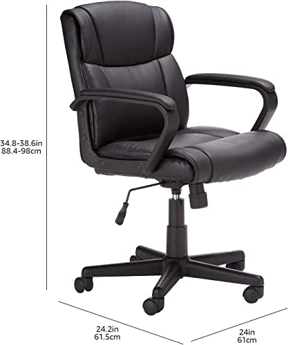 Amazon Basics Office Computer Task Desk Chair with Padded Armrests, Mid-Back, Adjustable, 360 Swivel, Rolling, 275 Pound Capacity, 24.2
