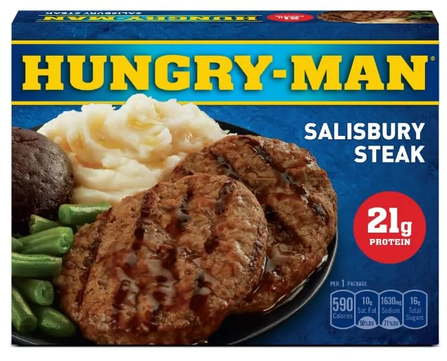 Hungry-Man Salisbury Steak Frozen Dinner, 16 oz - Pack of 8
