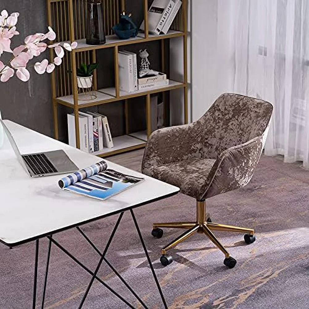 TJUNBOLIFE Velvet Fabric Desk Chair for Home Office  Swivel Task Chair  Modern Design Chairs for Bedroom Desk