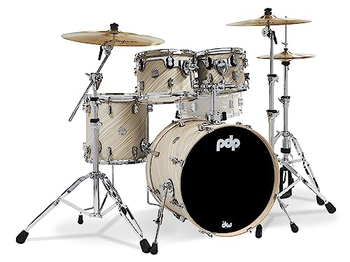 Pacific Drums & Percussion PDP Concept Maple 4-Piece Fusion, Twisted Ivory Drum Set Shell Pack (PDCM20FNTI), 8x10 & 9x12 Tom,14x14 Floor Tom, 16x20 Kick Drum