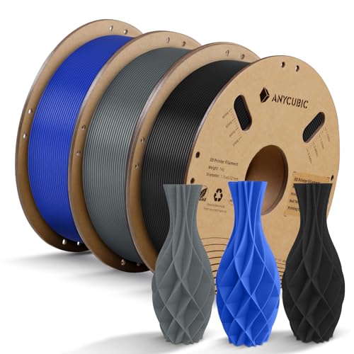ANYCUBIC PLA Filament 1.75mm Bundle, 3D Printing PLA Filament 1.75mm Dimensional Accuracy +/- 0.02mm, 1KG Spool (2.2 lbs), 2KG Grey+Grey