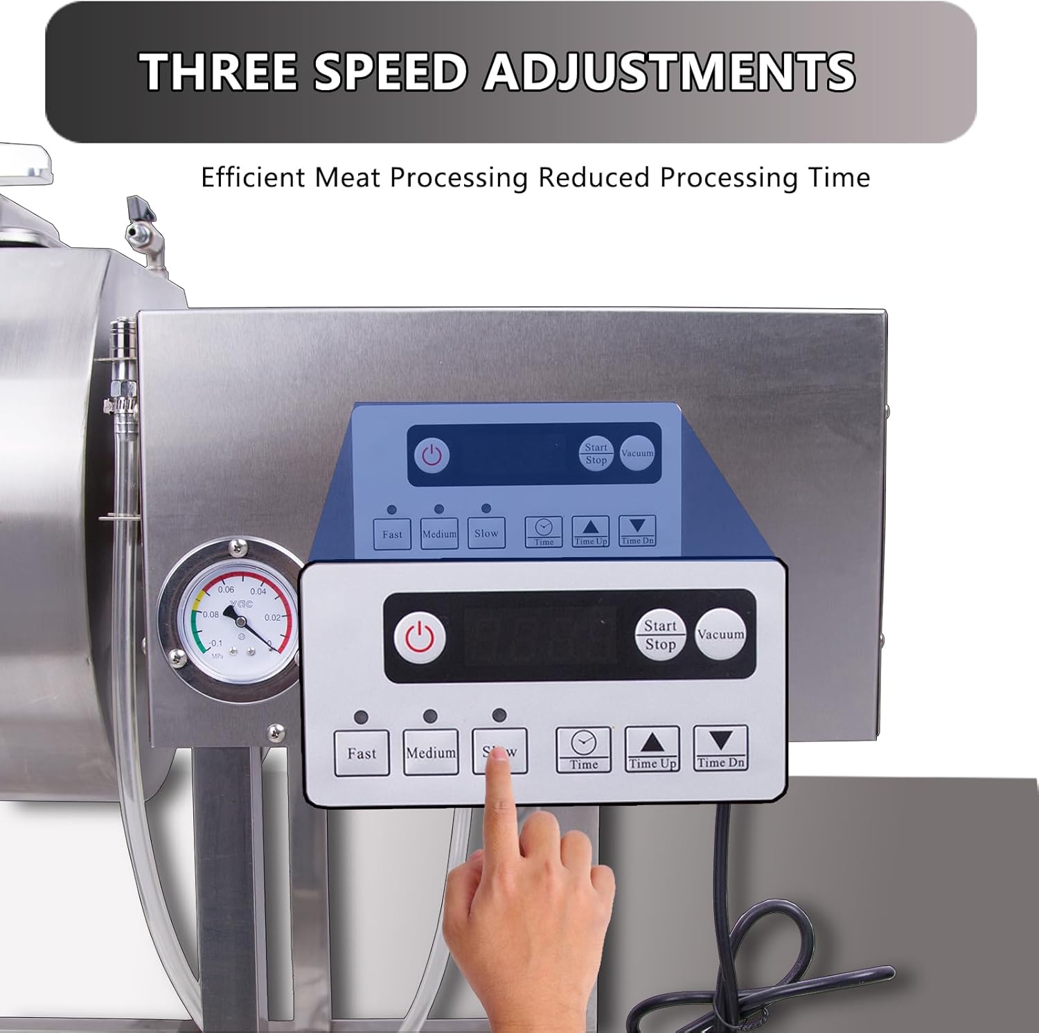 Hakka Commercial Meat Tumbler 90lb/45 liters - Vacuum Curing Machine for Jerky, Sausage, Bacon & More - Stainless Steel Food-Grade Tumbling Marinator w/Bidirectional Rotation & Speed Control