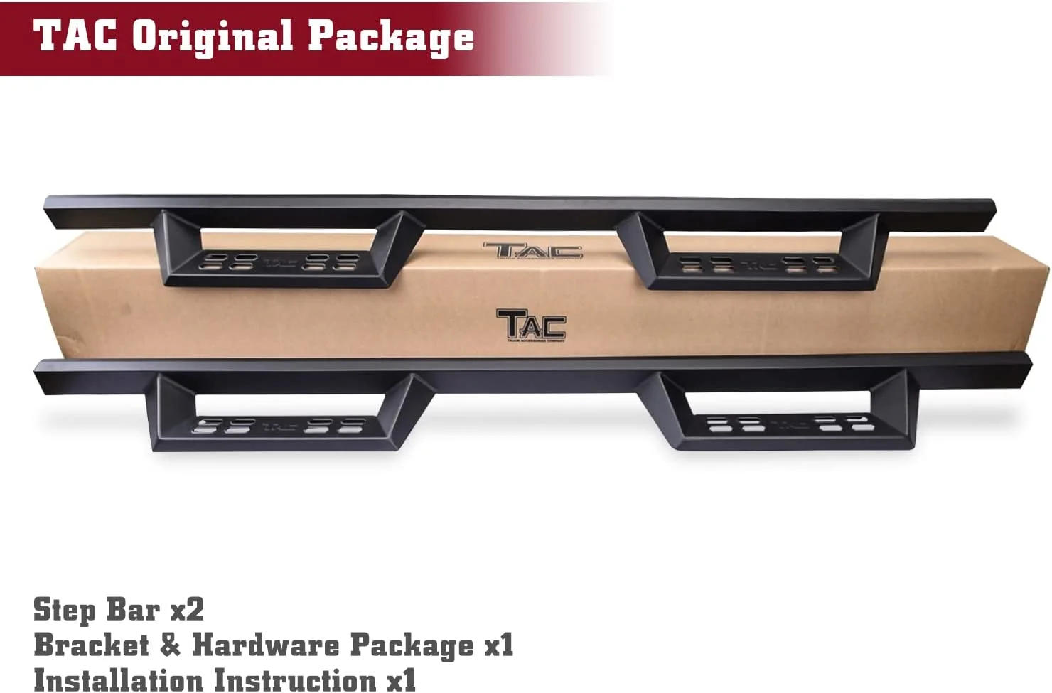 TAC Sniper Running Boards Fit 2007-2018 Silverado/Sierra 1500|2007-2019 2500/3500 Extended/Double Cab (Incl. 2019 Silverado 1500 LD/Sierra 1500 Limited) Truck Pickup 4