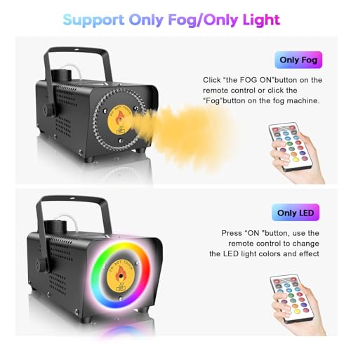 Fansteck Fog Machine, Smoke Machine with 45 LED Lights, 2000CFM Smoke Machine Fog with Wireless Remote Control Portable for Outdoor, Parties, Stage Effect, Indoor, Disco, Halloween, RGB Lighting