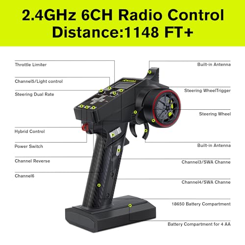 RIAARIO 1/10 Brushless RC Cars, Monster Truck, 50+ MPH, 4WD, Waterproof, Carbon Fiber, Black, Ages 8+