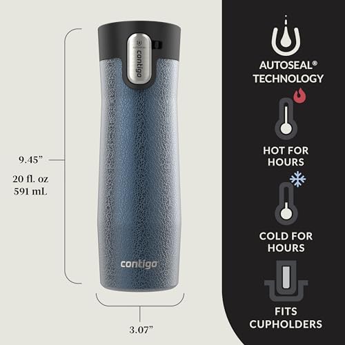 Contigo AUTOSEAL West Loop Vacuum-Insulated Stainless Steel Travel Mug with Easy-Clean Lid 20 oz Sake