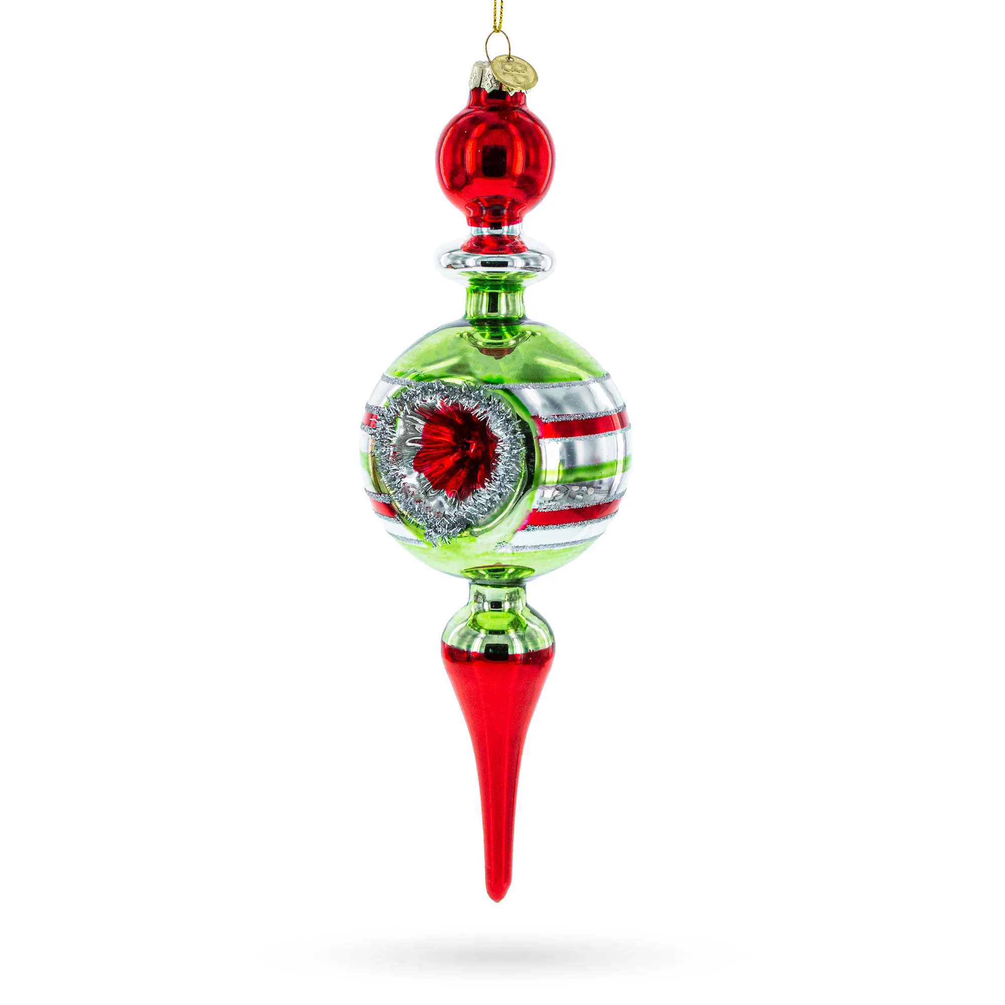 Vintage-Inspired Multicolored Finial - Timeless Blown Glass Christmas Ornament