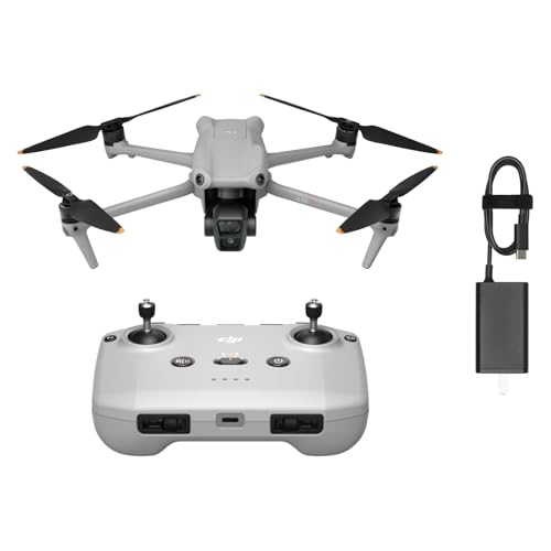 DJI Air 3 (DJI RC-N2), Drone with Medium Tele & Wide-Angle Dual Primary Cameras, 46-Min Max Flight Time, Omnidirectional Obstacle Sensing, 48MP Photos, 4K/60fps HDR, Compliance with FAA Remote ID