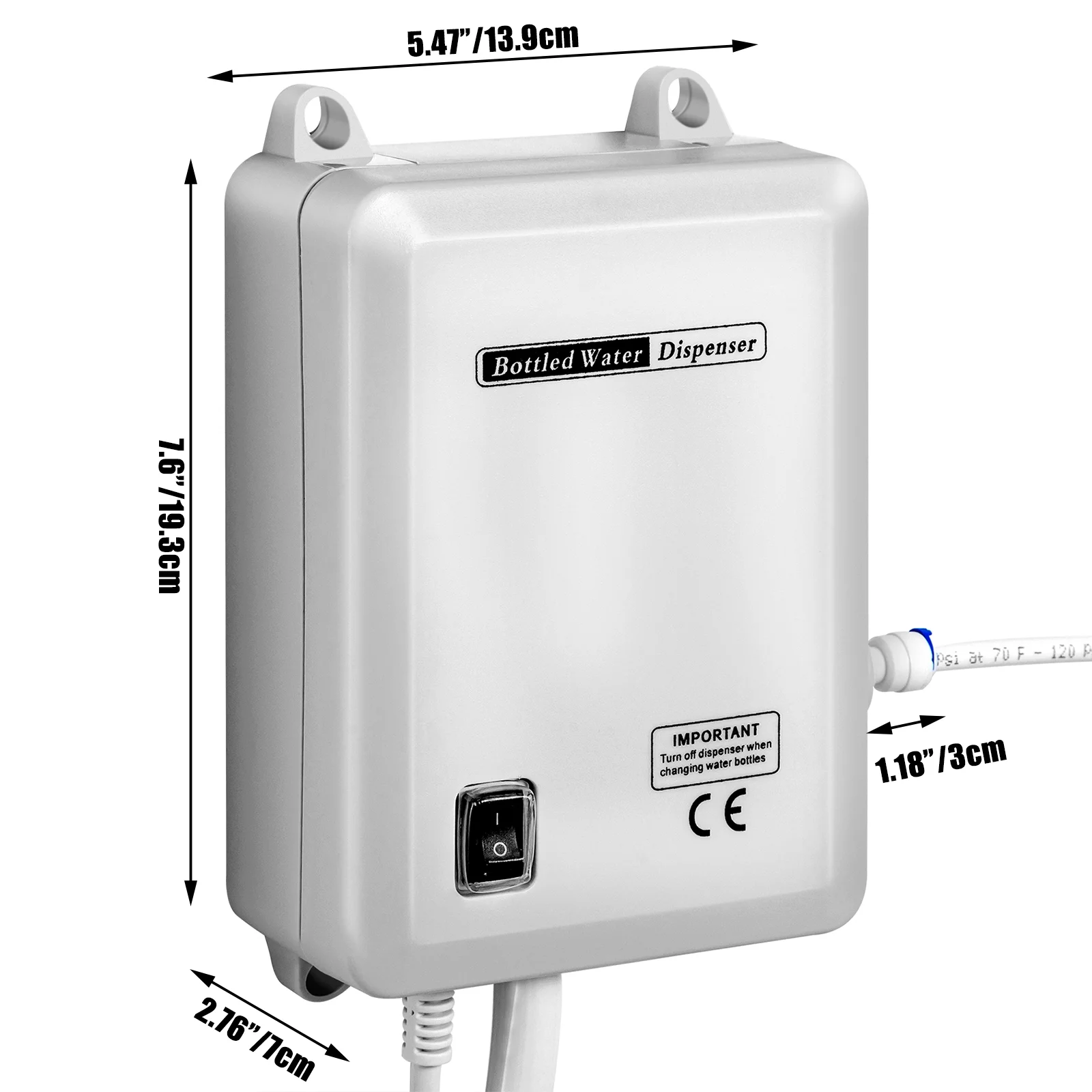 VEVOR Bottled Water System 20 ft with US Plug 115V AC Perfect for 5 Gallon Bottle, Doubel Inlet