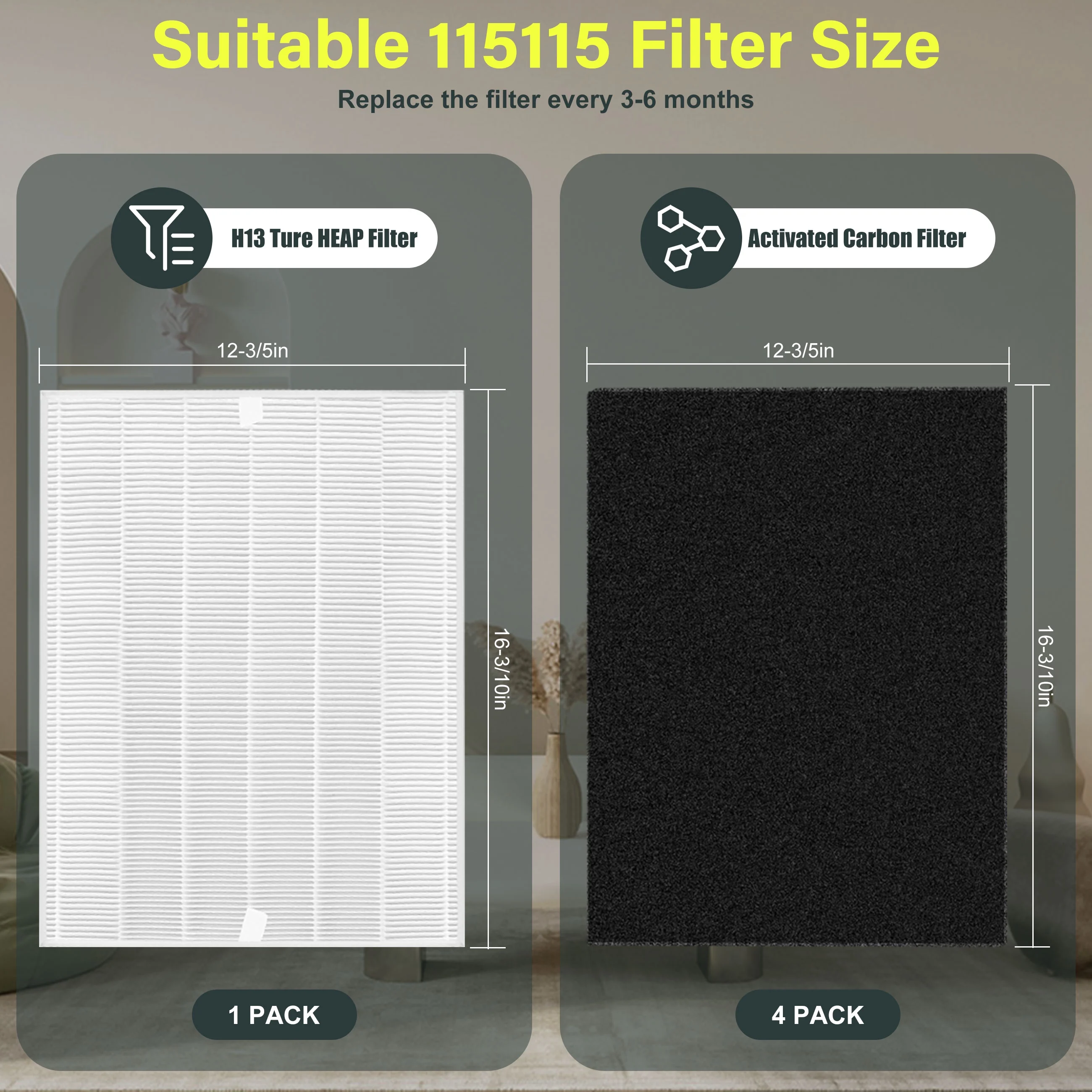 AMI PARTS Air Replacement Filter A 115115 for Winix C535 PlasmaWave 5300 6300