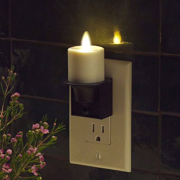 Luminara Flameless Candle Nightlight - Patented Flickering Real-Flame Effect Technology Mimics Real Candle - Plugs into Outlet - Dusk to Dawn Sensor Auto Switch On/Off - Safe for Families Kids Pets