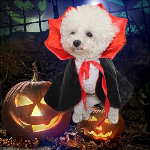 4/8 Pcs Halloween Devil Vampire Cloak Cape Pet Cat Adjustable Cosplay Attire Red Black(8pcs)