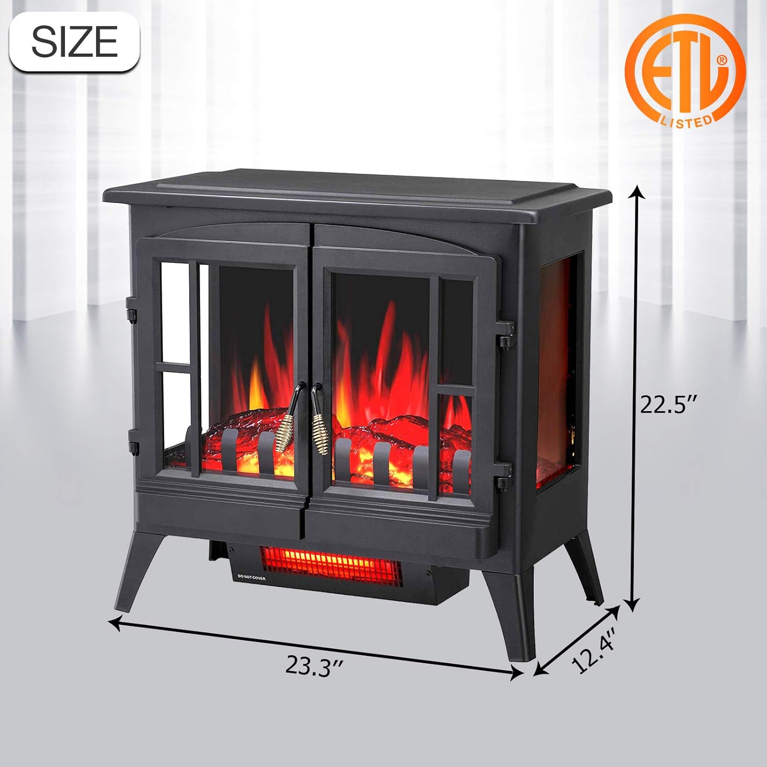 Antarctic Star 3D Infrared Electric Fireplace Stove, Freestanding Fireplace Heater Adjustable Brightness,Portable,Thermostat,Overheating Protection,ETL Certified,1000W/1500W(23) Inch