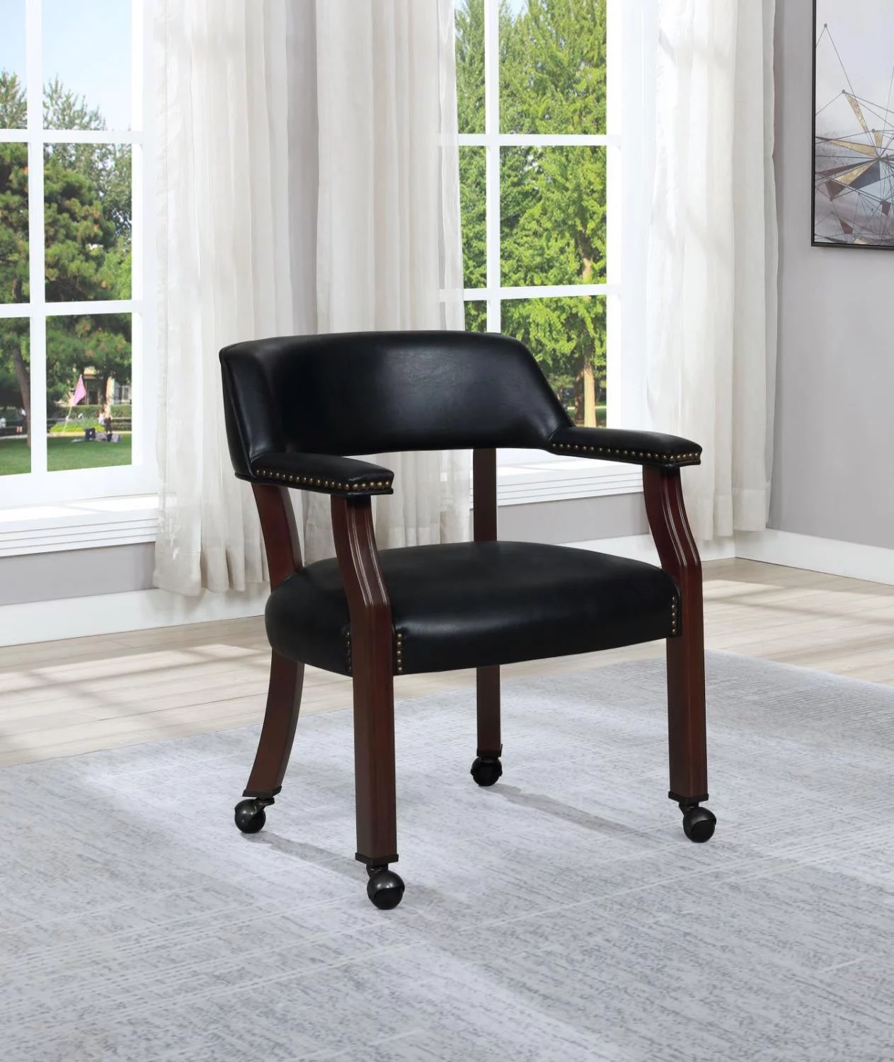 Coaster Office Chair with Nailhead Trim Black-Color:Black,Style:Modern