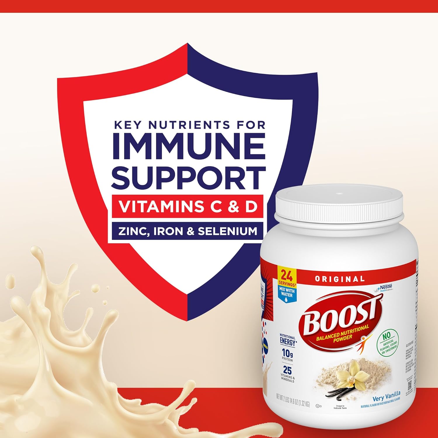 BOOST Original Balanced Nutritional Powder Drink Mix with 10g Protein and 25 Vitamins & Minerals, Very Vanilla, 14.6 Ounce, 2 lb