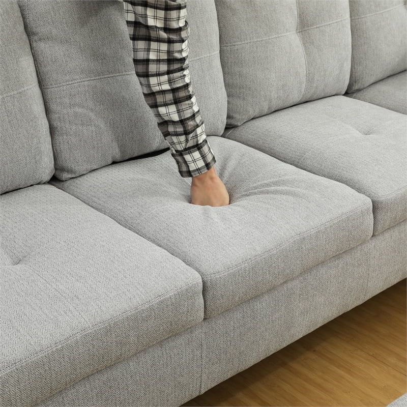 Lifestyle Furniture Edward Right-Facing Sectional & Ottoman in Gray/White