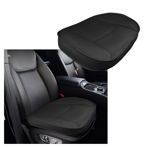 Car Seat Bottom Cover, PU Leather Auto Front Seat Button Protector Cushion, Anti-Slip and Wrap Around The Bottom, Universal Driver Car Seat Protection Pad for Car Sedan SUV (Beige)