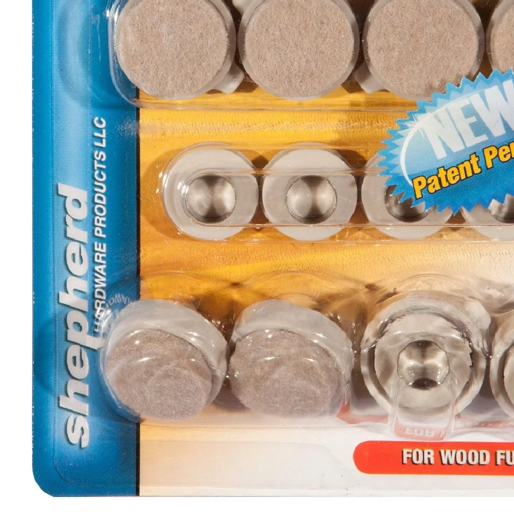 Shepherd Hardware Felt Gard Snap-on Snap-off Furniture Pads Glides Round Beige 8 Count, 12-Pack