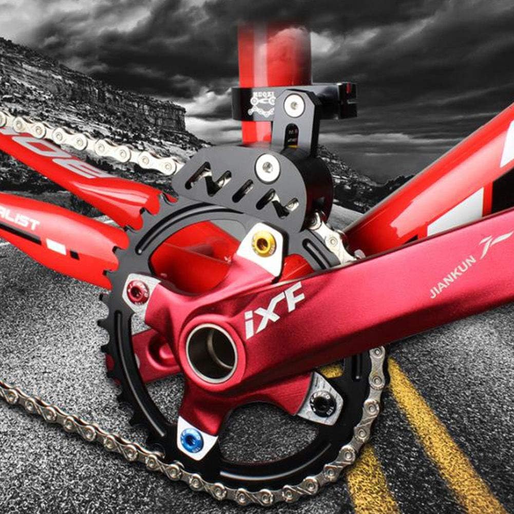 Bike Chain Guide MTB Bike Protector Road Bicycle Mountain Cycle Chain Guide Tensioner with Hollowed Design for Single Disc Sprocket, Front Dial Smooth Driving(Black)