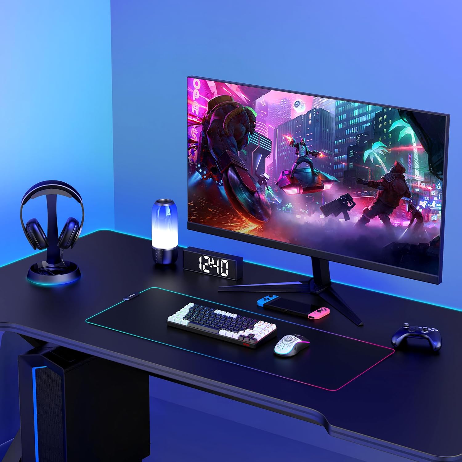 RedThunder K84 Wireless Keyboard and Mouse Combo, Rainbow Backlit Rechargeable Battery, 75% Layout TKL Ultra Compact Gaming Keyboard & Lightweight 3200 DPI Honeycomb Optical Mouse (Black-White)