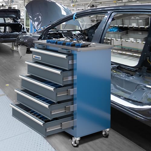 5-Drawer Tool Chest,Rolling Tool Chest on Wheels,Rollin Tool Cabinet with Locking System and Stainless Top, Tool Box with Drawer Liners,Special Link Buckle for Connecting Each Other