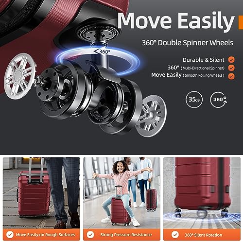 SHOWKOO Luggage Sets Expandable PC+ABS Durable Suitcase Double Wheels TSA Lock Black