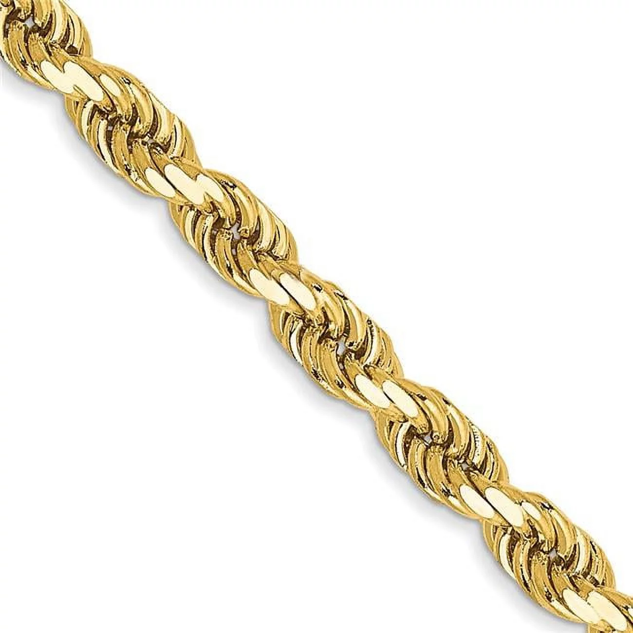Primal Gold 10 Karat Yellow Gold 3.5mm Semi-solid Diamond-cut Rope Chain