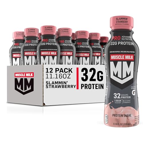 Muscle Milk Pro Advanced Nutrition Protein Shake, Intense Vanilla, 11.16 Fl Oz (Pack of 12), 32g Protein, 1g Sugar, 16 Vitamins & Minerals, 5g Fiber, Workout Recovery, Energizing Snack, Packaging May Vary
