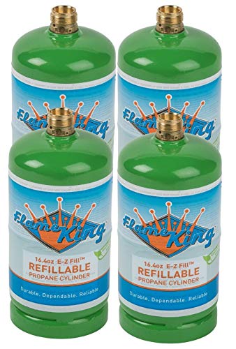 Flame King Refillable 1LB Empty Propane Cylinder Tank with Refill Kit and CGA600 Connection - Reusable, Safe and Legal Refill Option, DOT Compliant