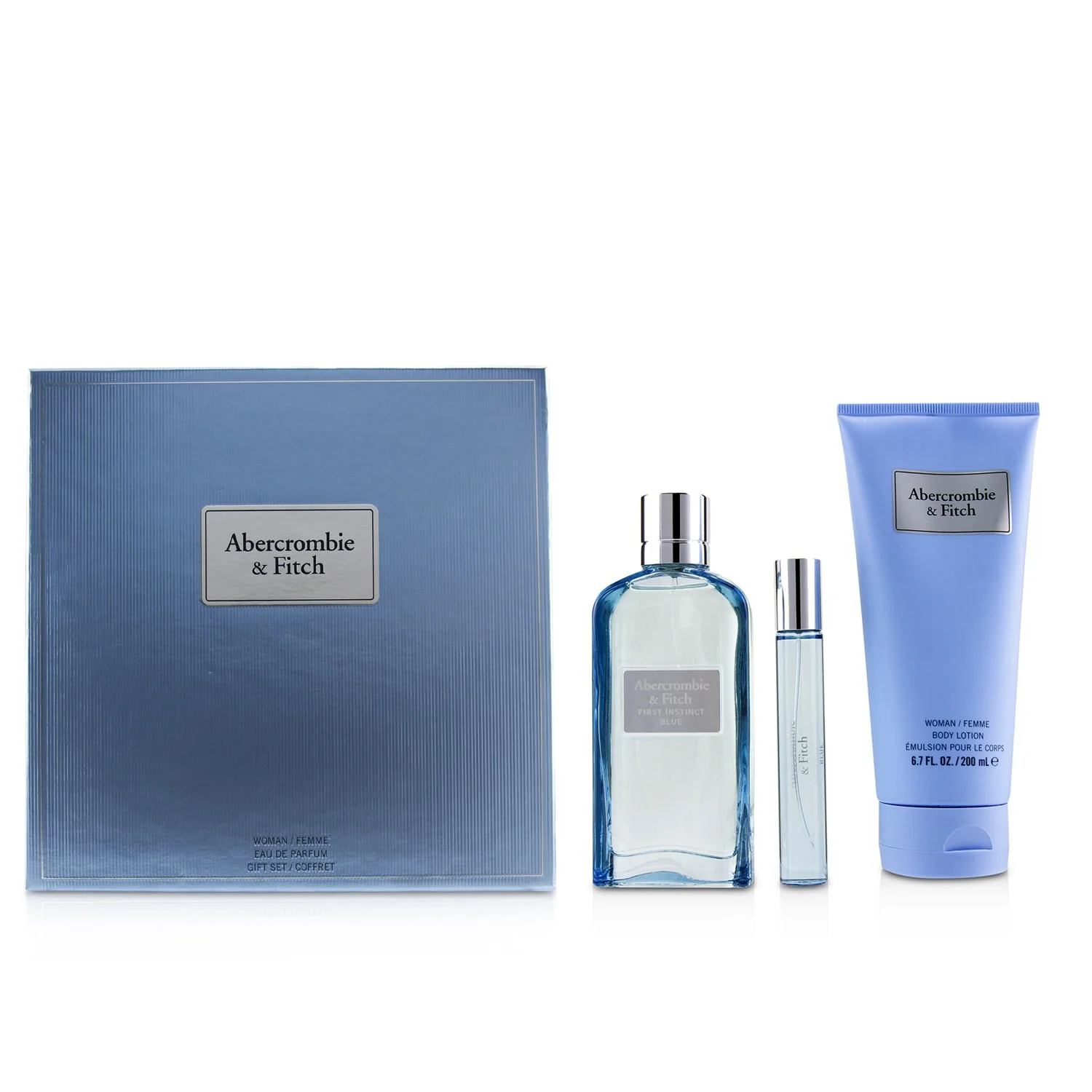 Abercrombie & Fitch First Instinct Blue Coffret: Eau De Parfum Spray 100ml/3.4oz + Body Lotion 200ml/6.7oz + Eau De Parfum Spray 15ml/0.5oz  3pcs