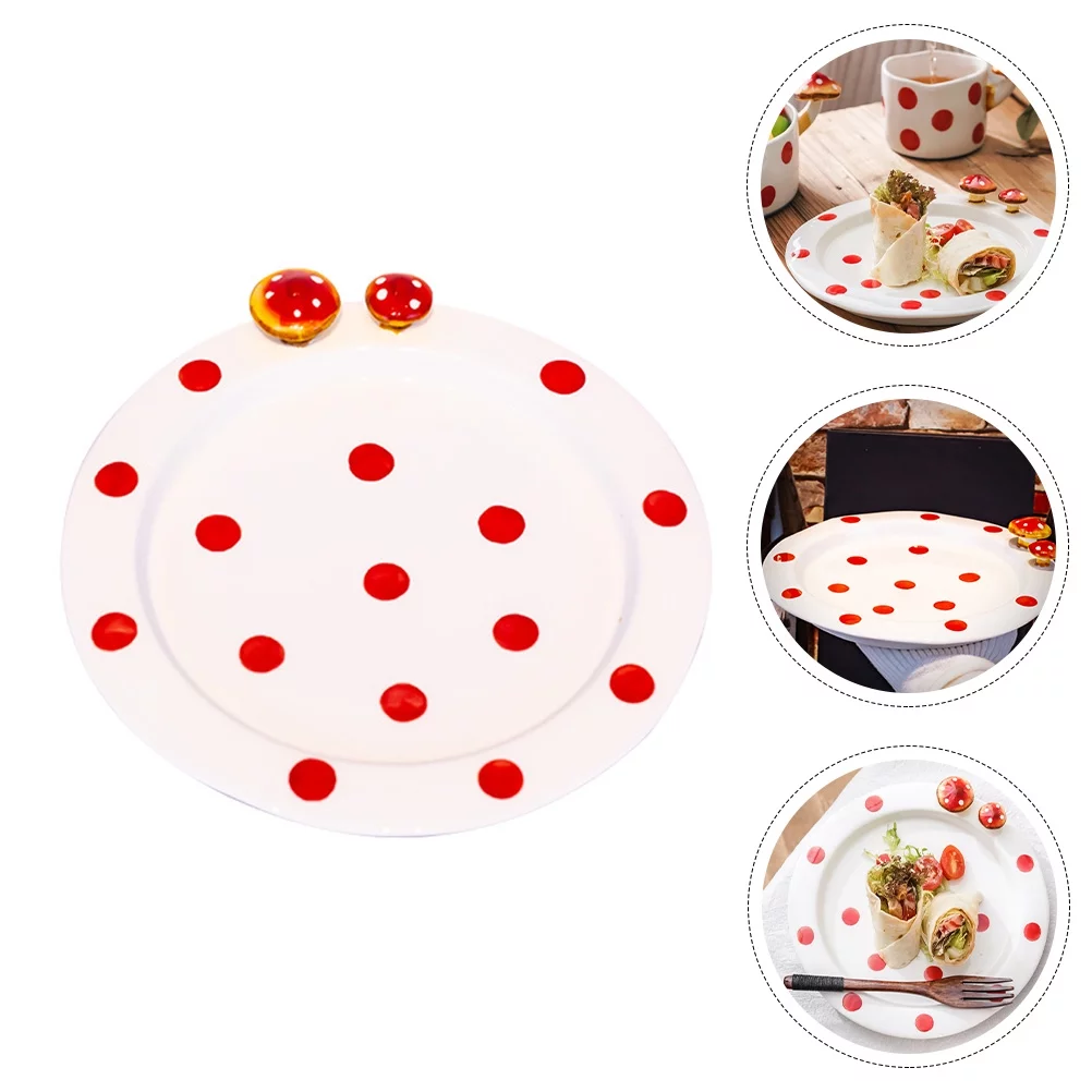 Hand-painted Ceramic Plate Stereo Mushroom Bread Plate Salad Dish Tableware