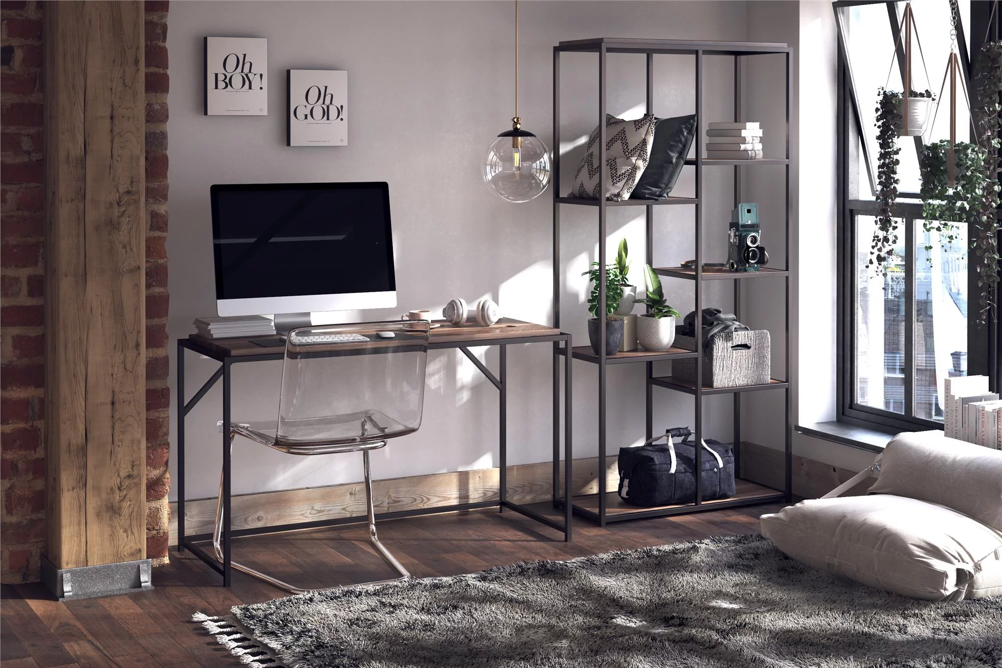 Queer Eye Quincy 5 Shelf Bookcase, Weathered Oak