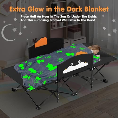Suteck Toddler Kids Cot, Comfortable Kids Sleeping Cot Easy to Store and Use, Portable Folding Camping Cots for Kids Great for Outdoors