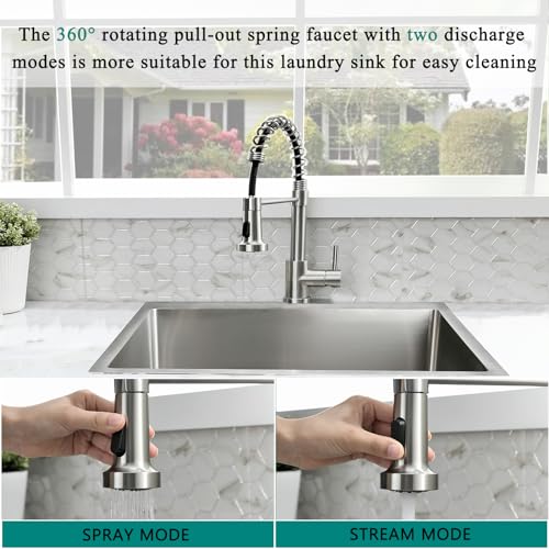 25 Inch Drop In Utility Sink with Faucet, 25