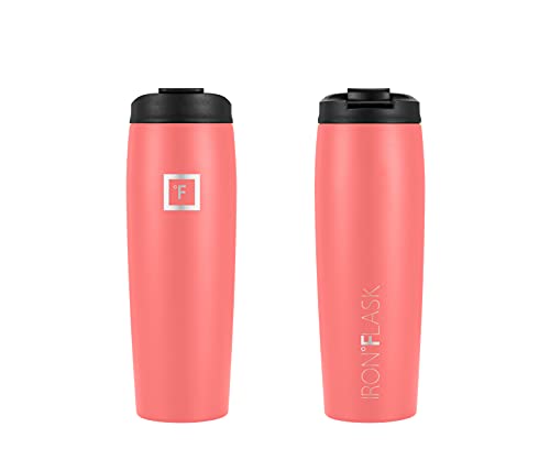 IRON °FLASK Nomad Tumbler - 2 Lids Straw/Flip, Vacuum Insulated Stainless Steel Bottle, Double Walled, Drinking Cup, Thermo Coffee Travel Mug, Water - Blue Waves, 16 Oz