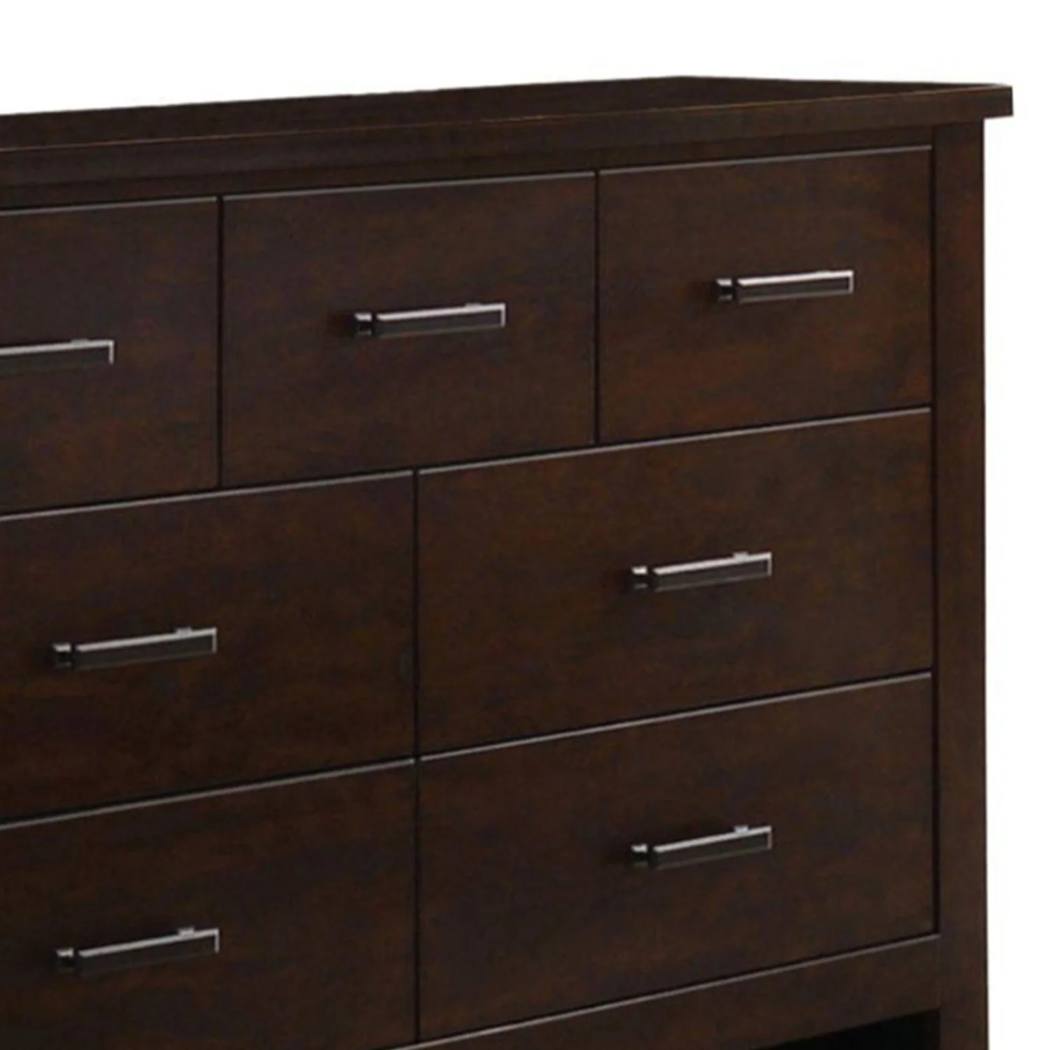 Benzara Wooden Dresser with Seven Spacious Drawers, Mahogany Brown