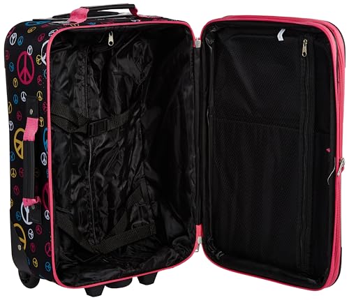 Rockland Fashion Softside Upright Luggage Set, Expandable, Kensington, Black and White, 2-Piece(14/19)