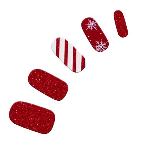 Dashing Diva Gloss Nail Strips - Santa Baby | UV Free, Chip Resistant, Long Lasting Gel Nail Stickers | Contains 32 Nail Wraps, 1 Prep Pad, 1 Nail File