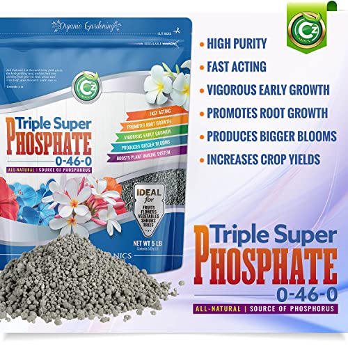 Triple Super Phosphate 0-46-0 Fertilizer - Made in USA - Bloom Booster - TSP Pure Phosphorus Plant Food for Indoor/Outdoor Plants and Flower Gardens - Fruit, Vegetables, Holistic Herbs, Trees & More!