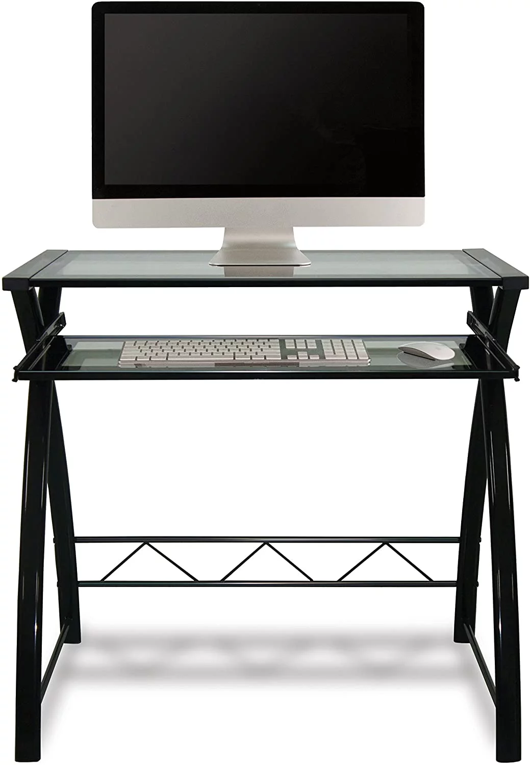 Twin-Star International CD8855 High Gloss Computer Desk - Black Finish