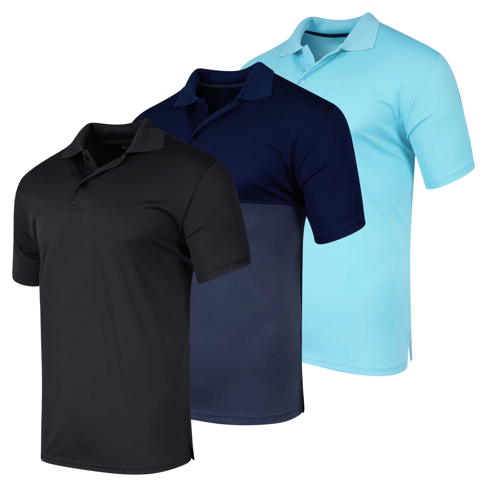 Real Essentials 3 Pack: Men's Quick-Dry Short Sleeve Athletic Performance Polo Shirt (Available In Big & Tall)