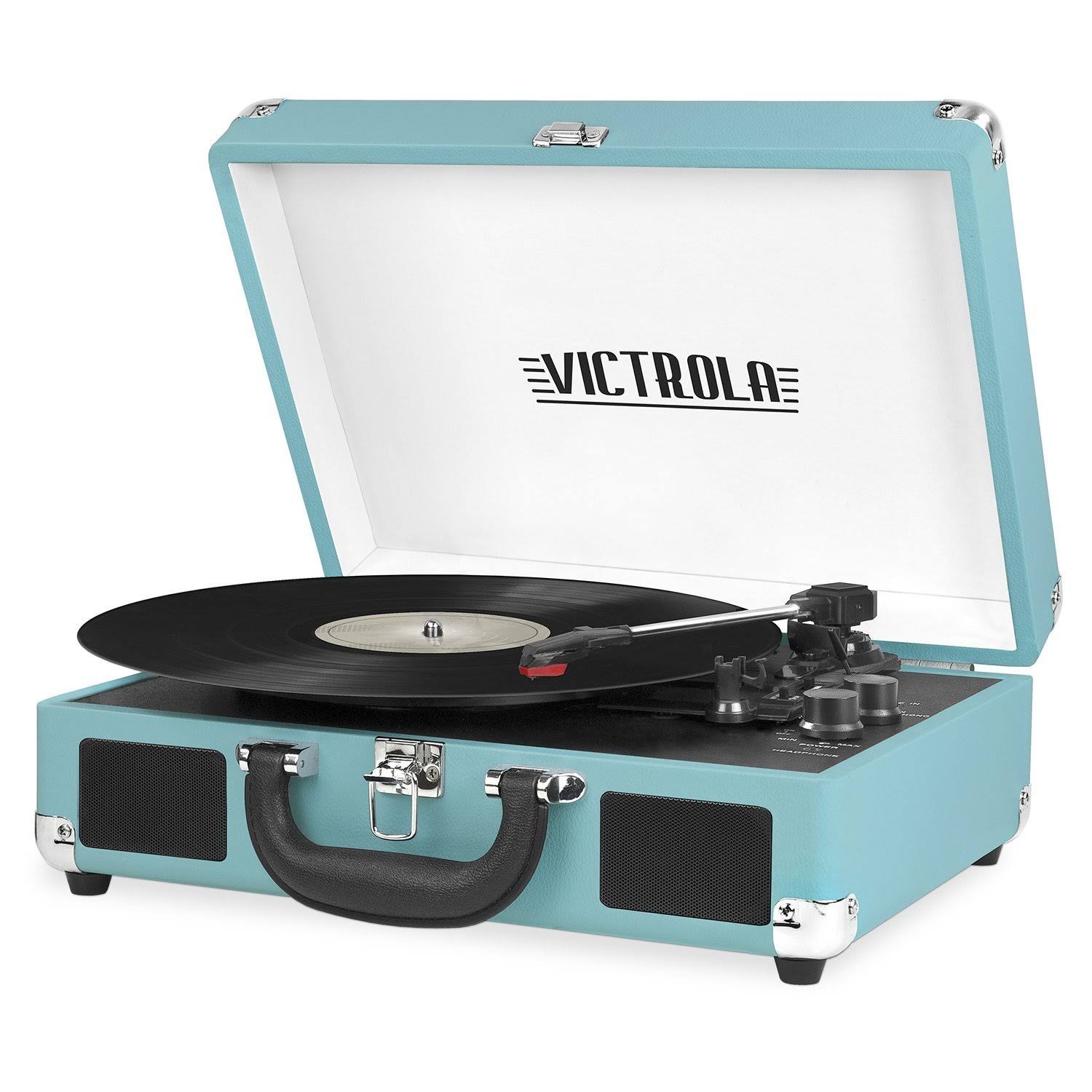Victrola Vintage 3-Speed Bluetooth Suitcase Turntable with Speakers, Aqua