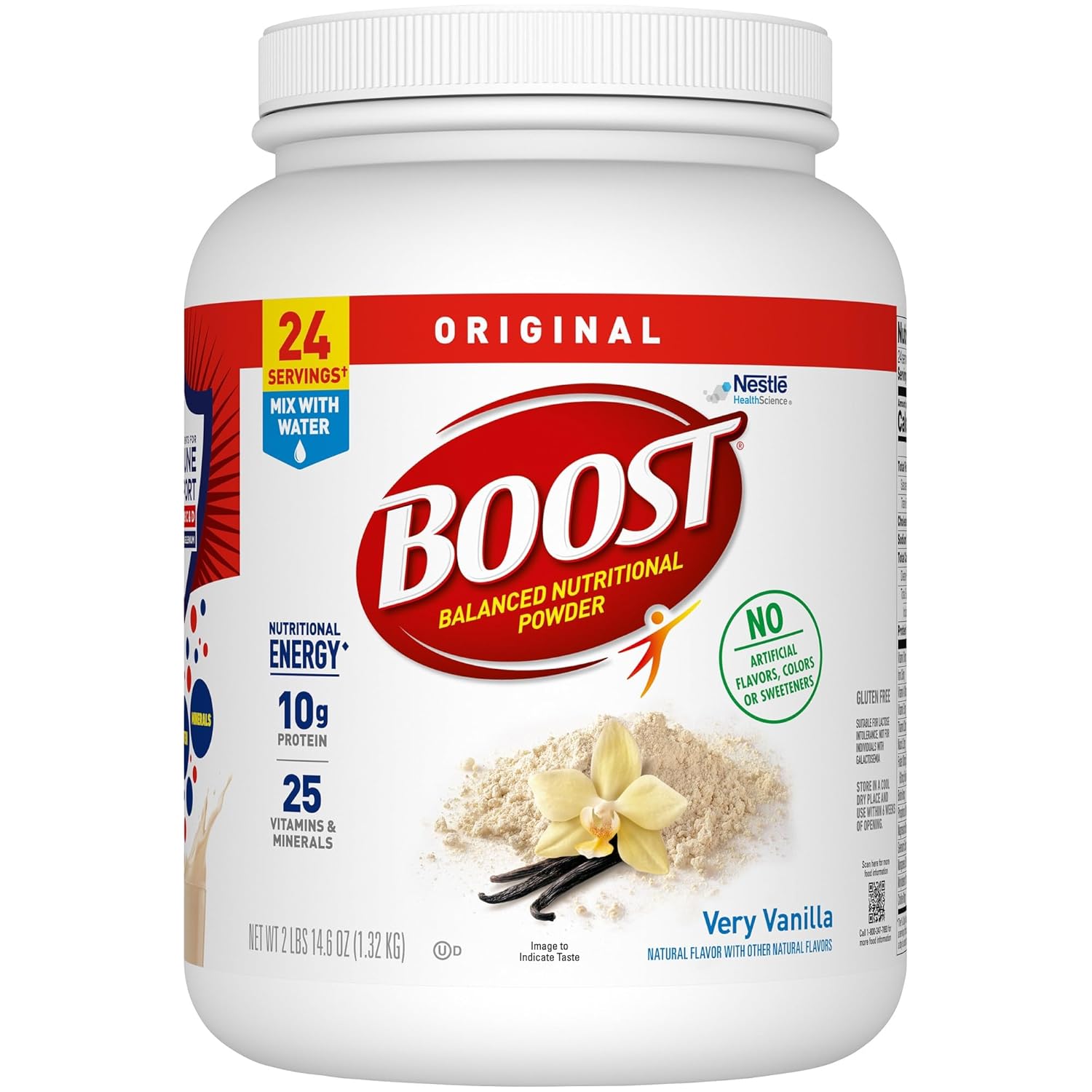 BOOST Original Balanced Nutritional Powder Drink Mix with 10g Protein and 25 Vitamins & Minerals, Very Vanilla, 14.6 Ounce, 2 lb
